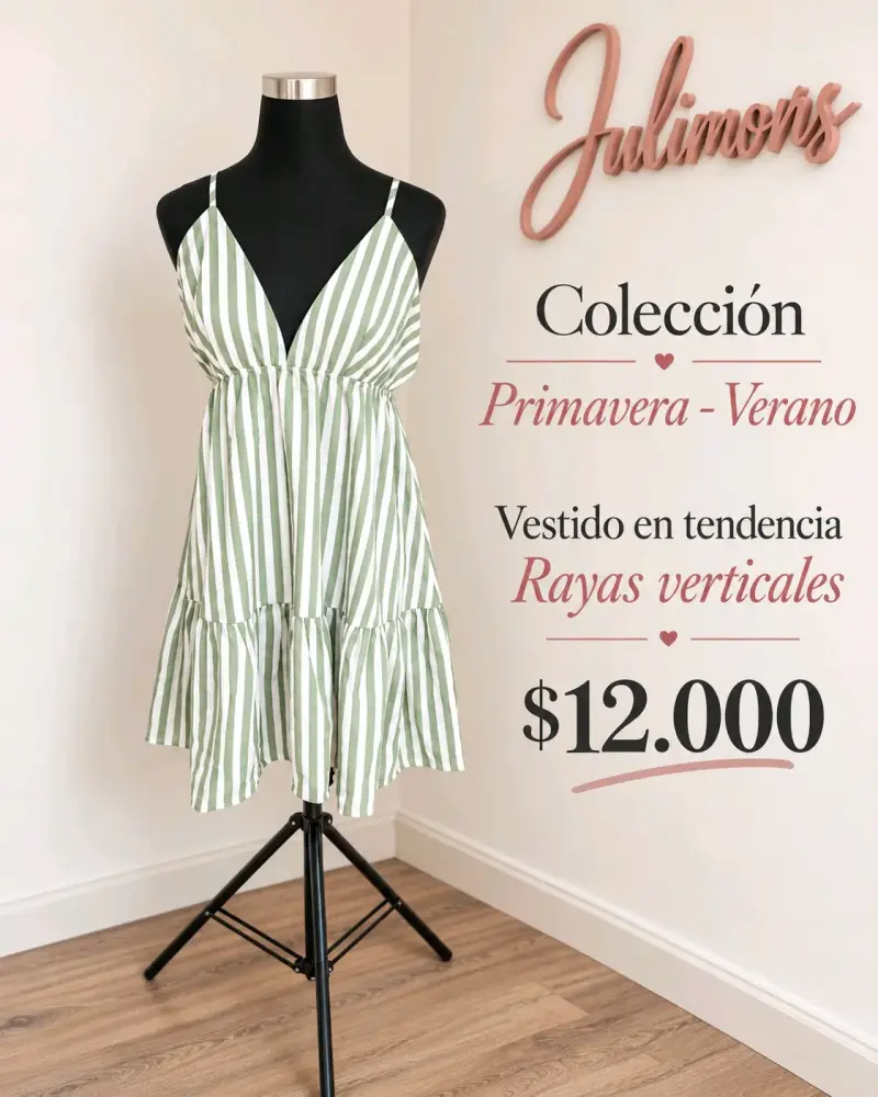 Vestido Julimons a Rayas Verdes Primavera-Verano