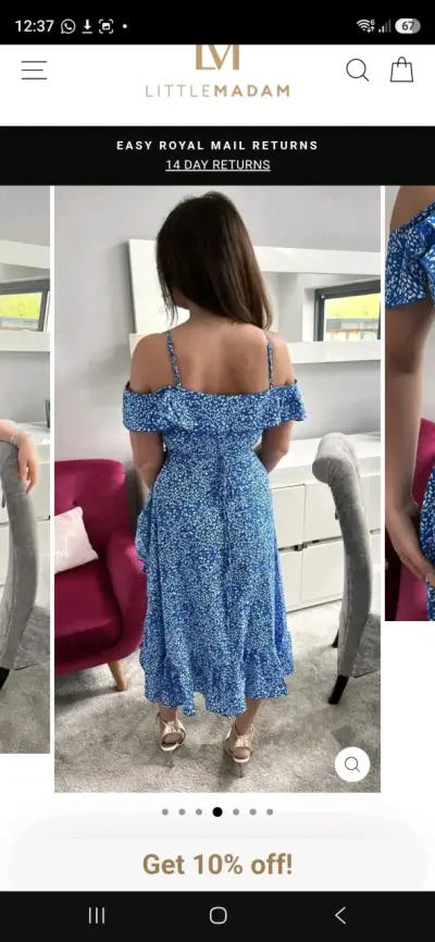 Vestido midi azul con volantes - miniatura 1