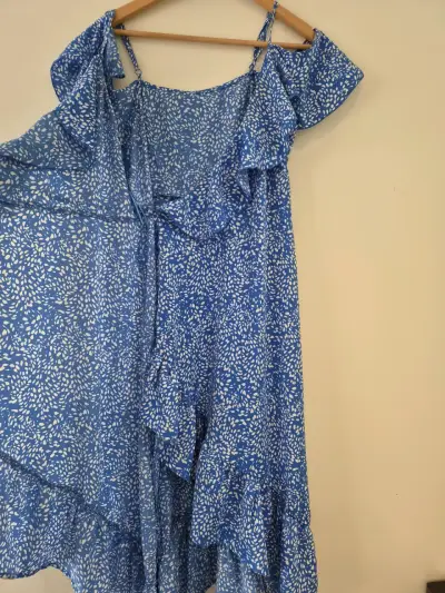 Vestido midi azul con volantes - miniatura 5