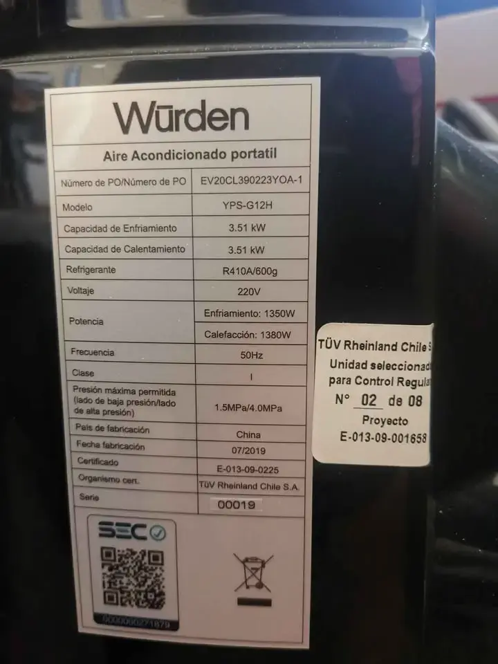 Aire acondicionado portátil Würden YPS-G12H - 3