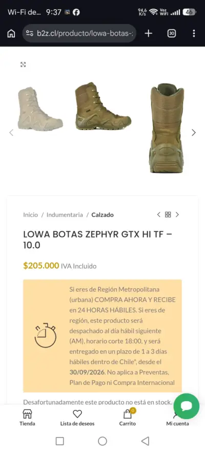 Botas Tácticas LOWA Zephyr GTX HI TF Coyote - 42.5 - miniatura 5