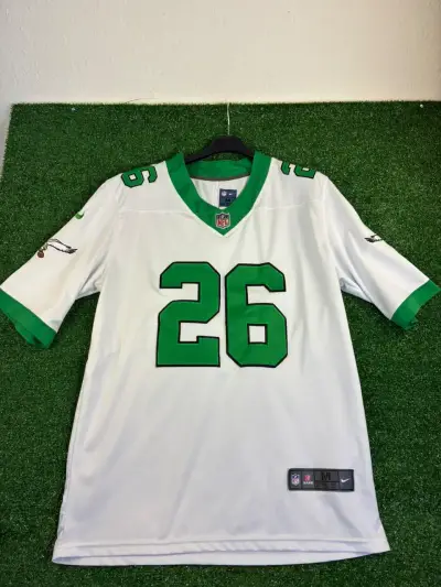 Camiseta NFL Nike número 26 blanca y verde - miniatura 1