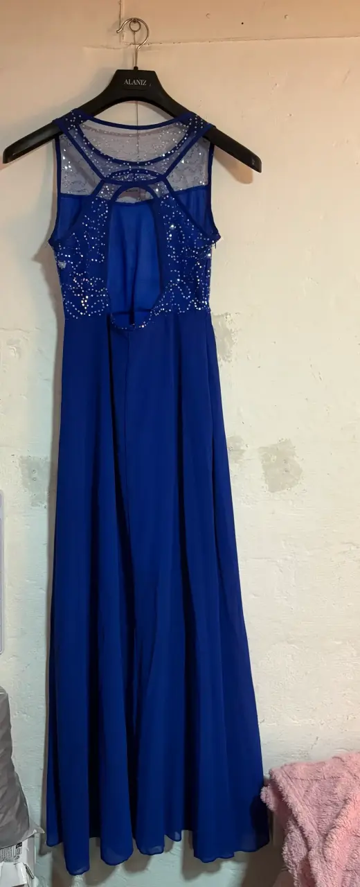Vestido largo azul de fiesta - 1