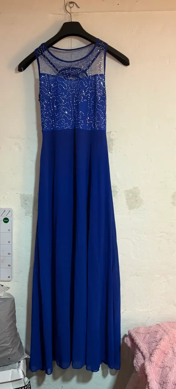 Vestido largo azul de fiesta - 2