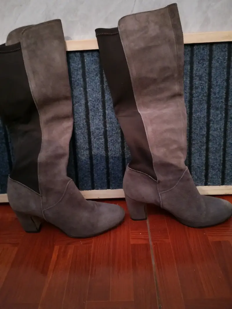 Botas altas de gamuza gris para mujer - 2