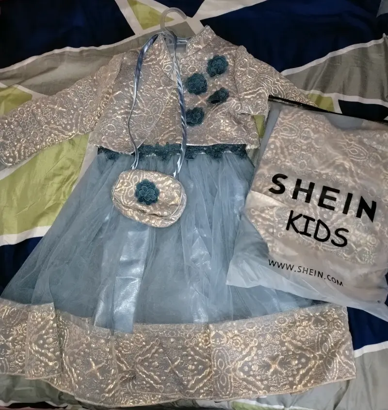Vestido de Fiesta Niña Azul con Chaqueta y Bol - 3