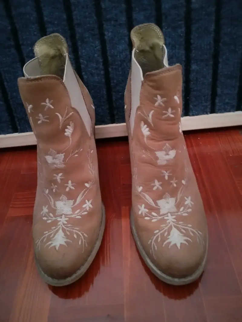 Botines de cuero bordados para mujer - 2