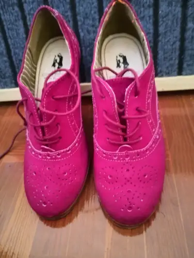 Zapatos de cuero rosados para mujer - miniatura 1