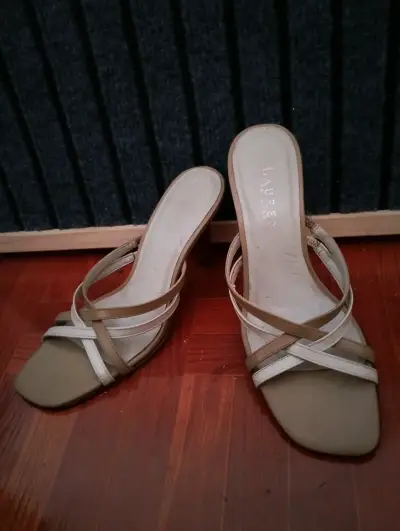 Sandalias Lauren Ralph Lauren de cuero beige - miniatura 1