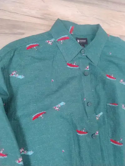 Camisa Haggar verde con estampado de Navidad - miniatura 1