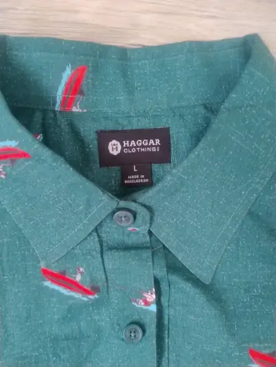 Camisa Haggar verde con estampado de Navidad - miniatura 3
