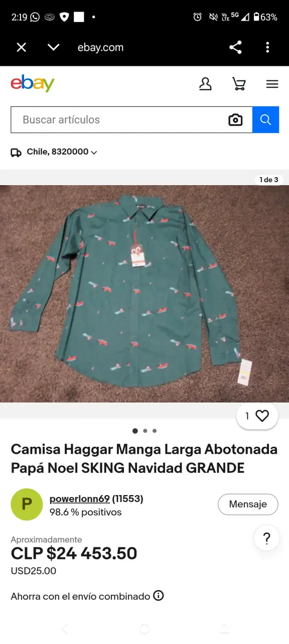 Camisa Haggar verde con estampado de Navidad - 4