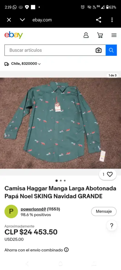 Camisa Haggar verde con estampado de Navidad - miniatura 4
