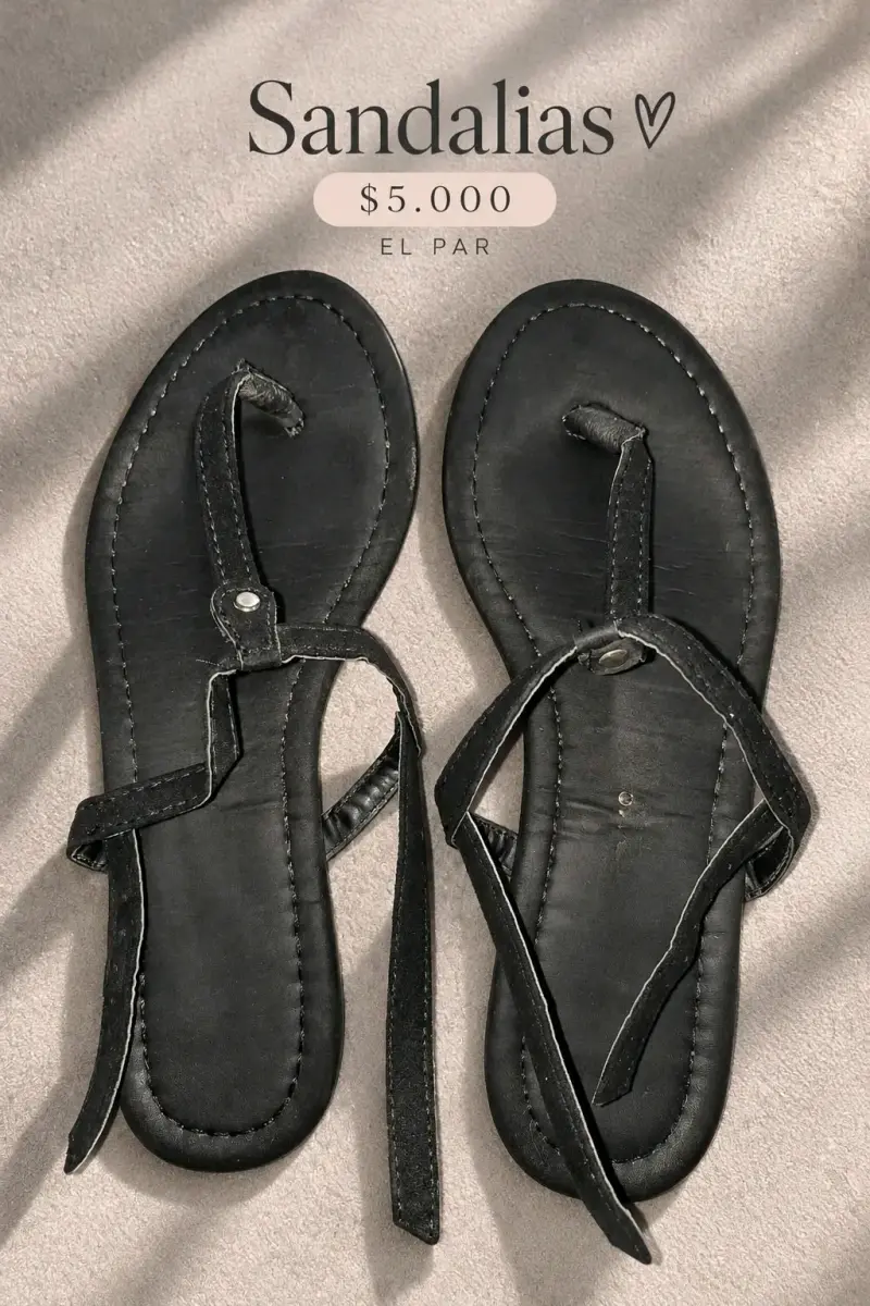 Sandalias de cuero negro y rosa para mujer - 1