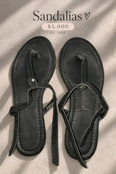 Sandalias de cuero negro y rosa para mujer - miniatura 1