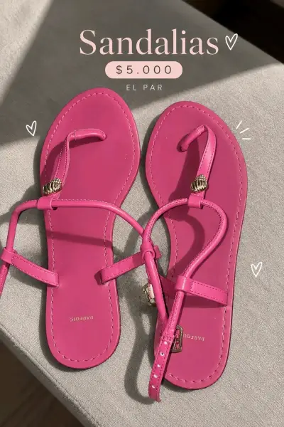 Sandalias de cuero negro y rosa para mujer - miniatura 2