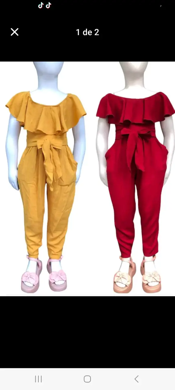 Conjunto de niñas con volantes en amarillo y rojo