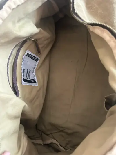Bolso de lona marrón con detalles de cuero - miniatura 4
