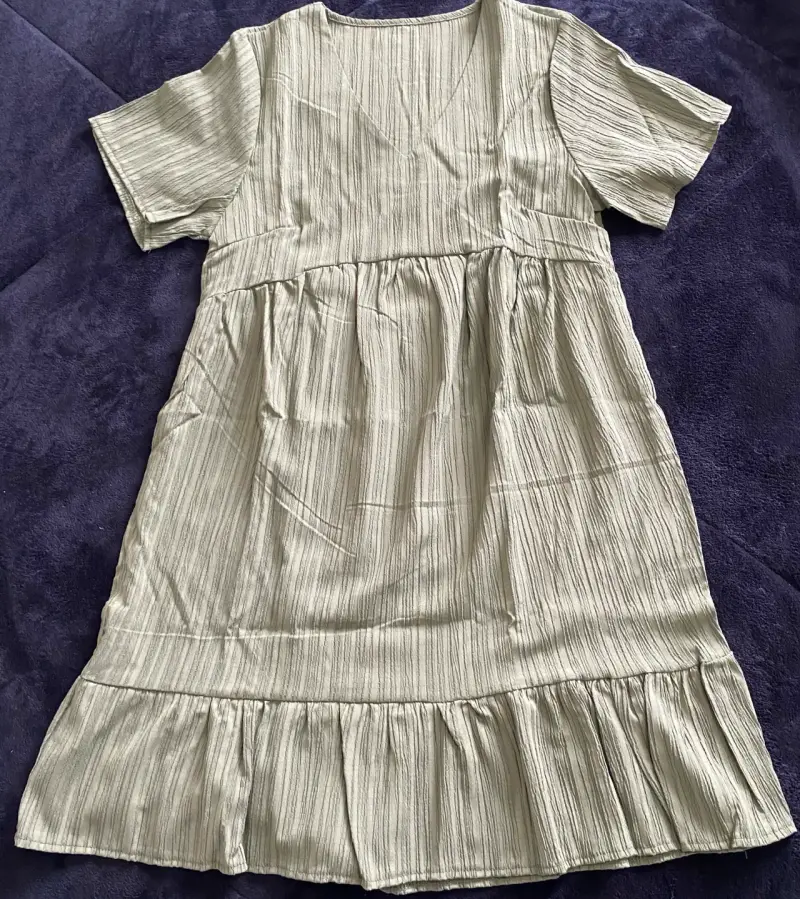 Vestido casual de rayas verde para mujer - 2
