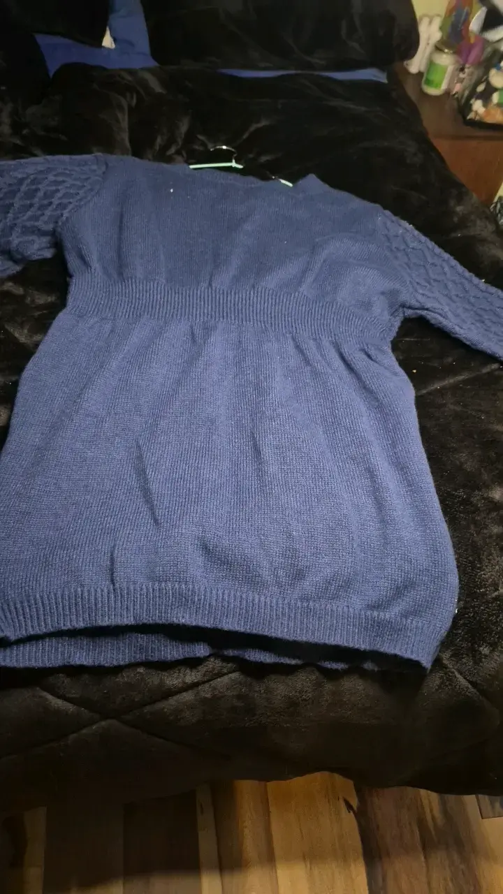 Suéter de punto azul marino para mujer - 4