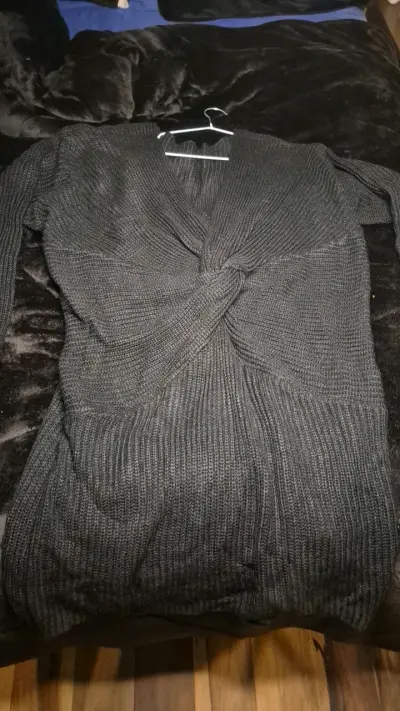 Vestido punto negro para mujer - miniatura 3