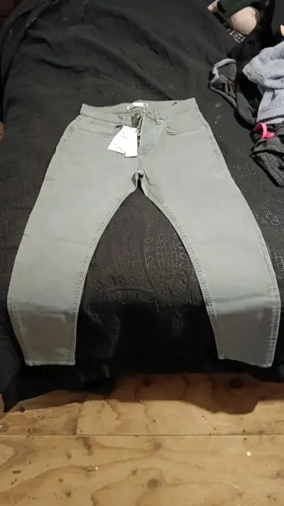 Jeans verdes Zara talla 38 - miniatura 1
