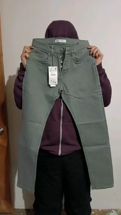 Jeans verdes Zara talla 38 - miniatura 3