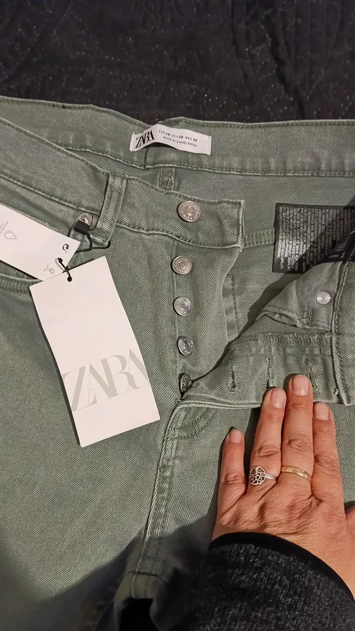 Jeans verdes Zara talla 38 - 5