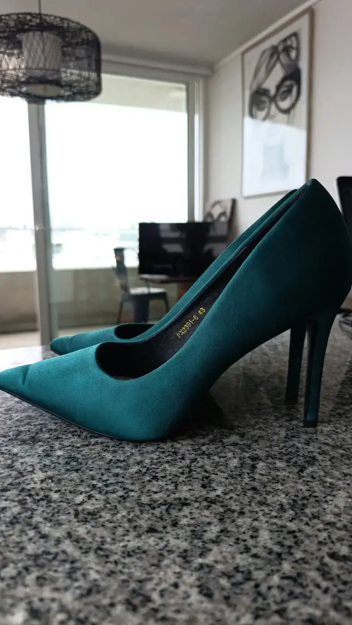 Tacon Stiletto Verde satin Bigtree #39,5 26,5cm - 2