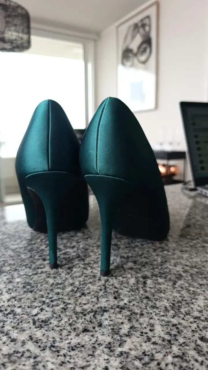 Tacon Stiletto Verde satin Bigtree #39,5 26,5cm - 3
