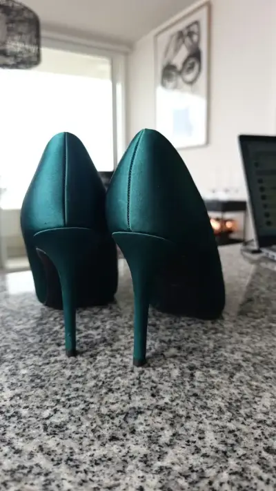 Tacon Stiletto Verde satin Bigtree #39,5 26,5cm - miniatura 3