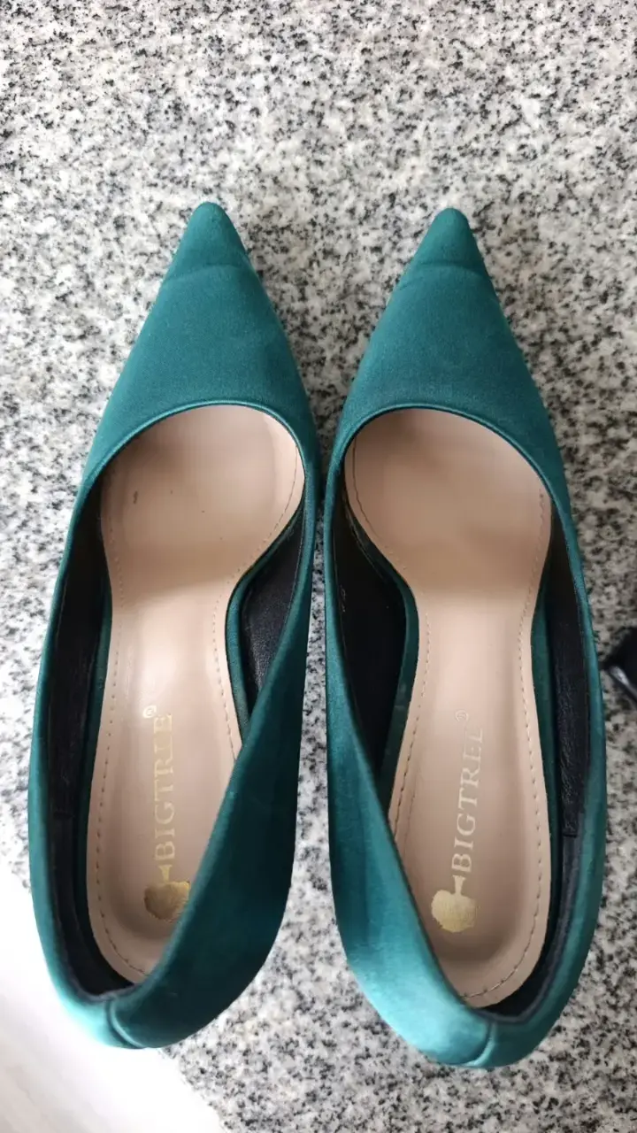 Tacon Stiletto Verde satin Bigtree #39,5 26,5cm - 4