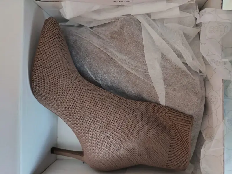 Botines de punto marrón con tacón alto - 2