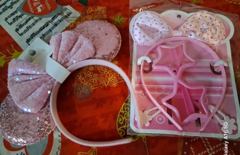 Diadema de orejas de Minnie rosa con lentejuelas