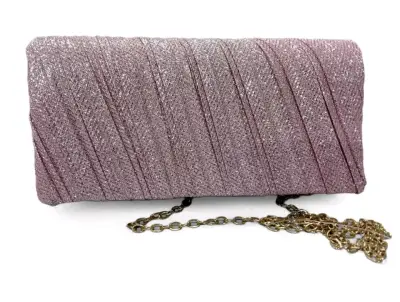 Cartera de mano brillante con cadena dorada - miniatura 1