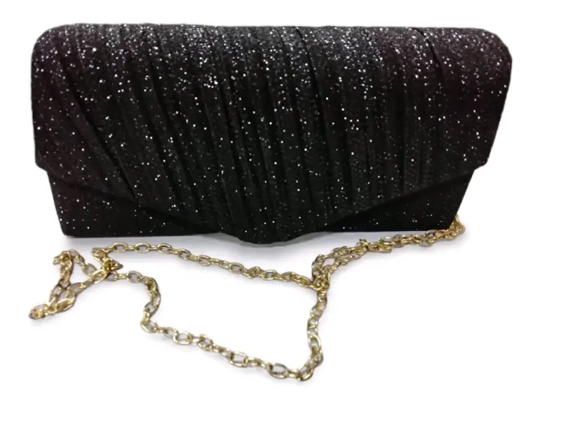 Cartera de mano brillante con cadena dorada - 2