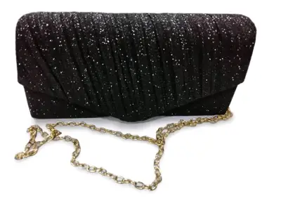 Cartera de mano brillante con cadena dorada - miniatura 2