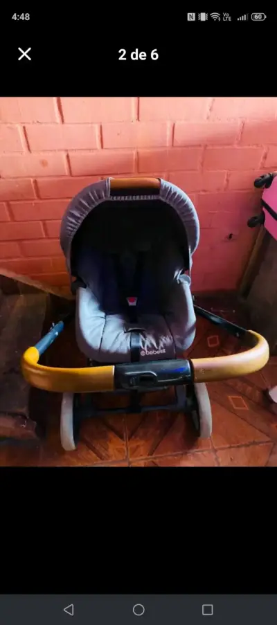 Coche de bebé Bebesit con capota gris - miniatura 1