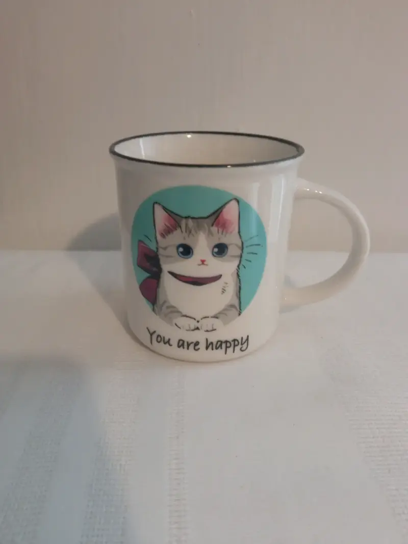 Taza de cerámica con diseño de gato - 2