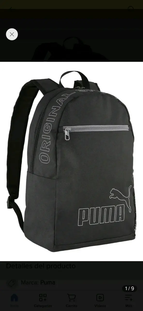 Mochila negra Puma original con logo