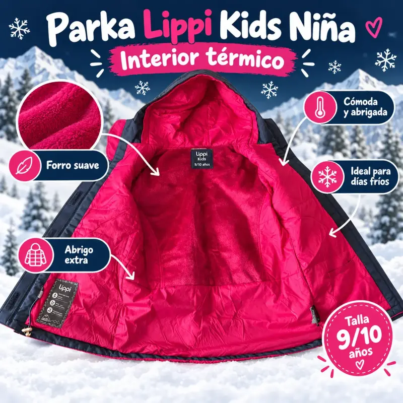 Parka Lippi Kids Niña Talla 9/10 Años - 2