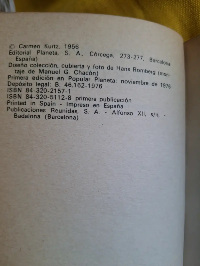 Libro 'El Desconocido' de Carmen Kurtz, Premio Planeta 1956 - 4