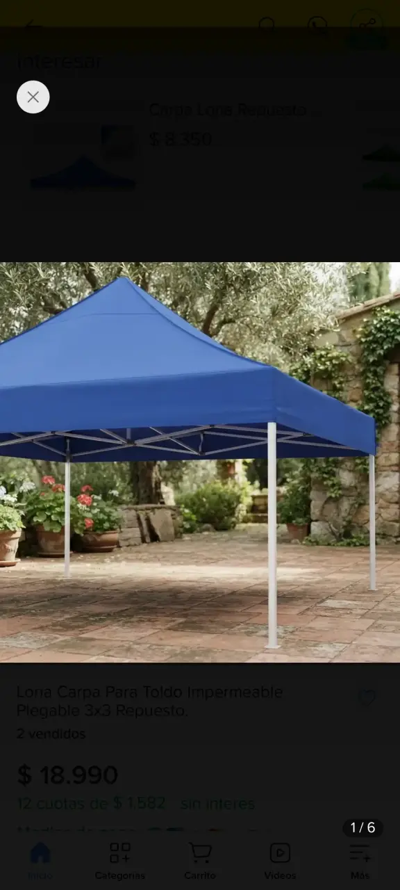 Toldo plegable azul impermeable 3x3 metros - 1