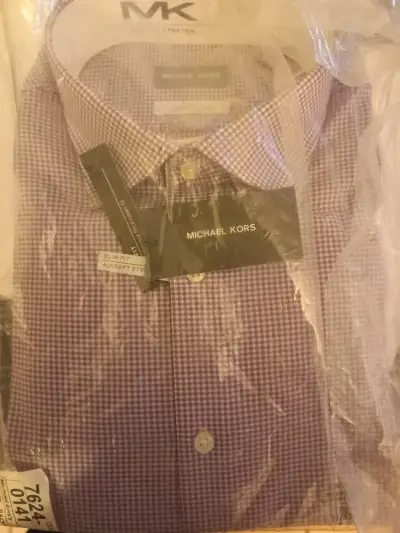 Camisa Michael Kors Slim Fit Cuadros Violeta - miniatura 1