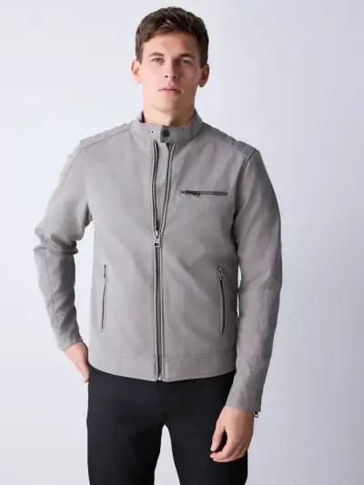 Chaqueta gris de hombre Zara con cierre - miniatura 2