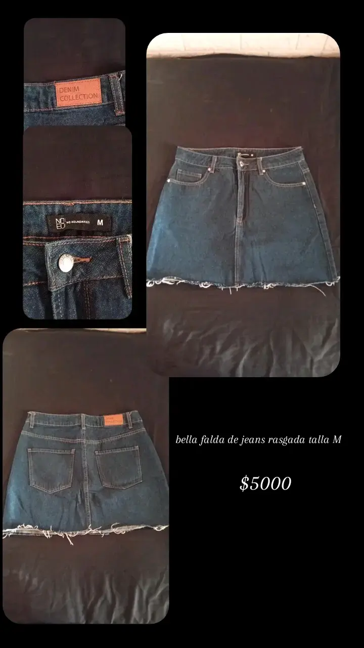 Falda de jeans rasgada talla M