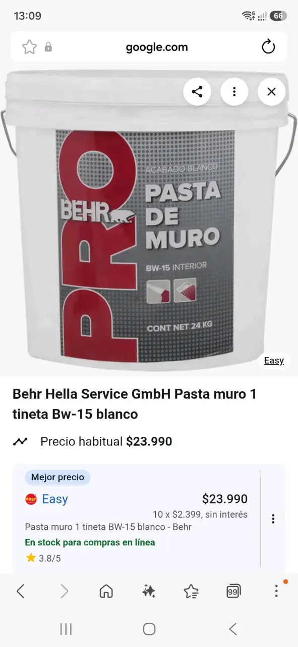 Pasta de Muro Behr BW-15 Blanco 24kg