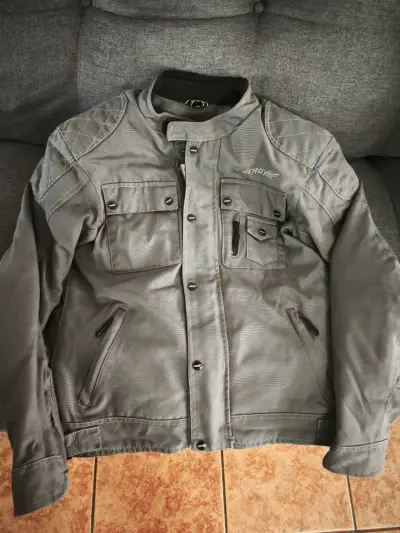Chaqueta de moto gris Atrox con protección - miniatura 1