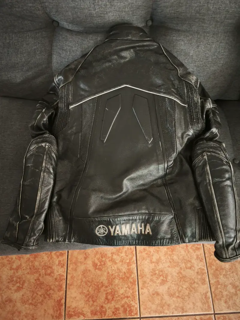 Chaqueta de cuero para moto Yamaha negra - 2