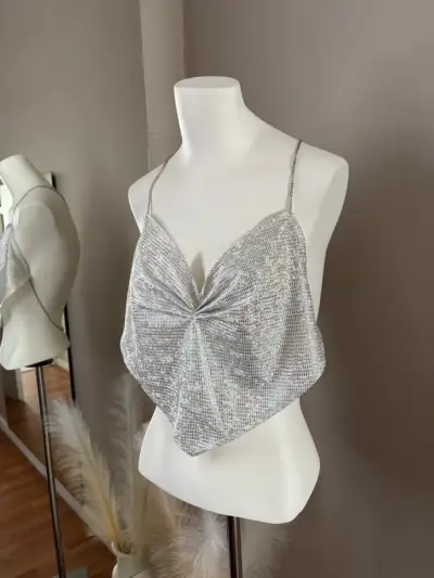 Top de fiesta plateado - miniatura 2
